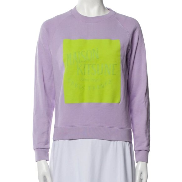 Maison Kitsuné Palais Royal Lilac Colorblock Sweatshirt - Picture 1 of 4